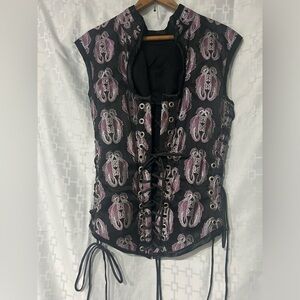 Corset Embroidered UNISEX ONE SIZE Black & Purple